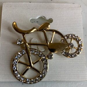 Chic Gold Bicycle Brooch with Crystals